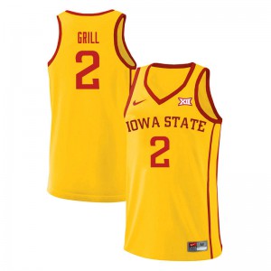Mens Iowa State #2 Caleb Grill Yellow University Jerseys 613670-962
