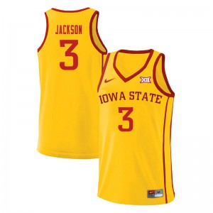 Men's Iowa State University #3 Tre Jackson Yellow Player Jersey 584903-565