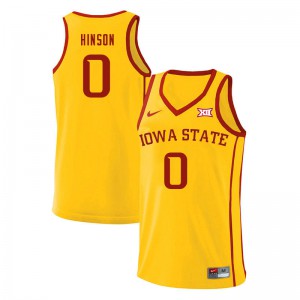 Mens Iowa State University #0 Blake Hinson Yellow Embroidery Jerseys 944965-779