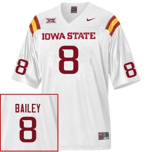 Mens Iowa State Cyclones #8 Cordarrius Bailey White Player Jersey 260986-713