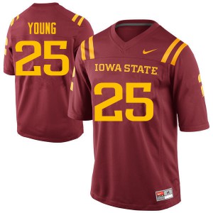 Mens Iowa State University #25 Datrone Young Cardinal Stitched Jerseys 494921-944
