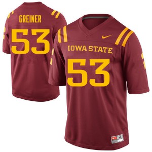 Men Iowa State University #53 Derek Greiner Cardinal Football Jerseys 260159-807