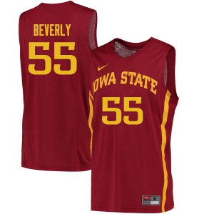 Men's Iowa State University #55 Jeff Beverly Cardinal Embroidery Jersey 442460-444