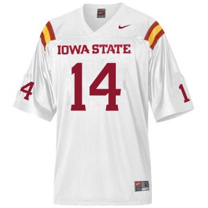 Mens Iowa State Cyclones #14 Michal Antoine Jr. White Embroidery Jerseys 636432-422