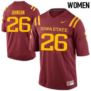 Women's Iowa State Cyclones #26 Anthony Johnson Cardinal Embroidery Jersey 605456-409
