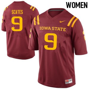 Women's Iowa State University #9 Joseph Scates Cardinal Stitched Jerseys 859421-183