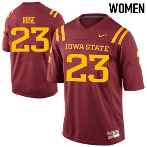 Womens Iowa State University #23 Mike Rose Cardinal Stitched Jerseys 140151-220