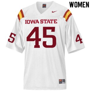 Womens Iowa State #45 Ben Latusek White Stitched Jersey 257055-593
