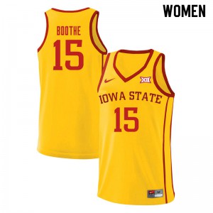 Women Iowa State University #15 Carter Boothe Yellow NCAA Jerseys 621012-596