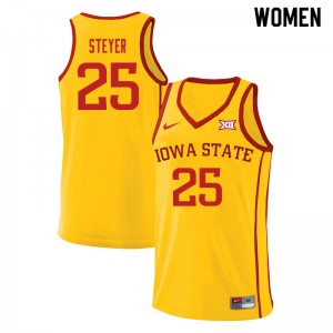 Womens Iowa State #25 Eric Steyer Yellow NCAA Jersey 199314-626