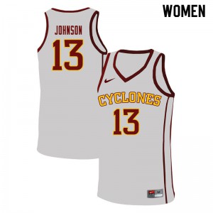 Women's Iowa State University #13 Javan Johnson White Stitched Jerseys 726823-858