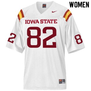 Womens Iowa State Cyclones #82 Landen Akers White Embroidery Jersey 283886-361