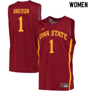 Women Iowa State Cyclones #1 Luke Anderson Cardinal Official Jerseys 877108-173