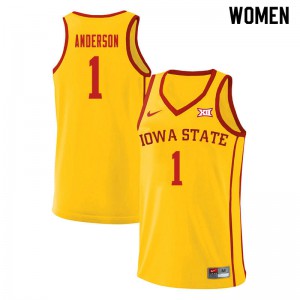 Women's Iowa State Cyclones #1 Luke Anderson Yellow High School Jersey 844581-780