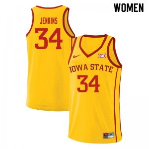 Womens Iowa State #34 Nate Jenkins Yellow College Jerseys 425004-913