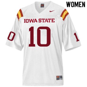 Women Iowa State #10 Tayvonn Kyle White Football Jersey 200706-605