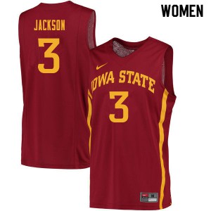 Women's Iowa State Cyclones #3 Tre Jackson Cardinal Stitched Jerseys 918413-394