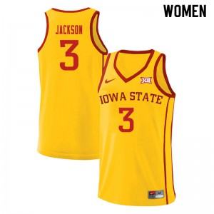 Womens ISU #3 Tre Jackson Yellow Official Jerseys 958406-396