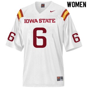 Women's Iowa State #6 Tymar Sutton White Football Jerseys 234820-755