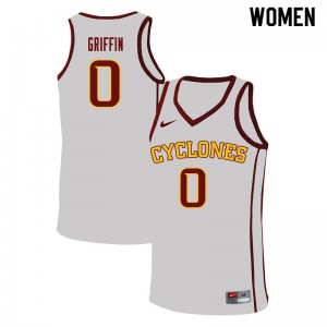 Womens Iowa State Cyclones #0 Zion Griffin White Official Jerseys 121385-690