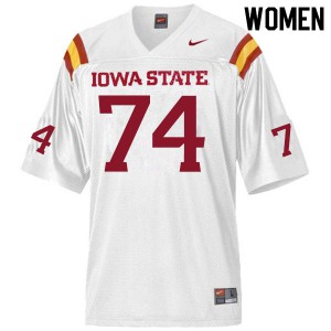 Womens Iowa State #74 Hayden Pauls White Embroidery Jerseys 734677-758