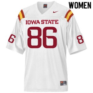Womens Iowa State Cyclones #86 Jacob Hillmann White Player Jersey 256005-819