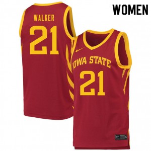 Women Iowa State Cyclones #21 Jaden Walker Cardinal Basketball Jerseys 247364-820