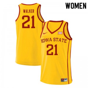 Womens Iowa State #21 Jaden Walker Yellow Official Jersey 688567-142
