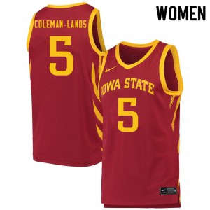 Women Cyclones #5 Jalen Coleman-Lands Cardinal NCAA Jersey 845298-620