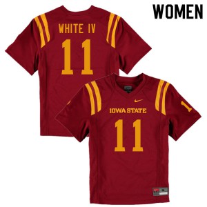 Women's Iowa State #11 Lawrence White IV Cardinal Player Jersey 406136-140