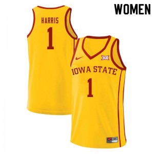 Womens Iowa State #1 Tyler Harris Yellow Stitched Jerseys 802264-108