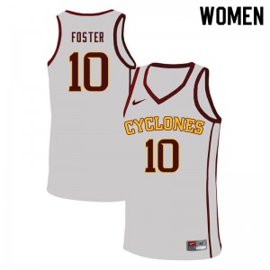 Women's Iowa State University #10 Xavier Foster White NCAA Jerseys 540675-604