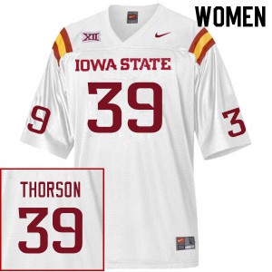 Womens Iowa State Cyclones #39 Asle Thorson White NCAA Jerseys 278688-902