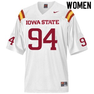 Women's Iowa State #94 Cameron Shook White Embroidery Jersey 123965-742