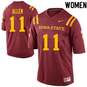 Women's Iowa State #11 Chase Allen Cardinal NCAA Jersey 214413-650