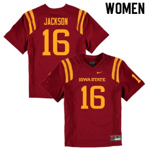 Women Iowa State University #16 Daniel Jackson Cardinal Football Jersey 456180-168