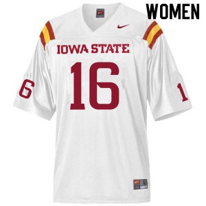Womens Iowa State Cyclones #16 Daniel Jackson White Embroidery Jerseys 956164-606