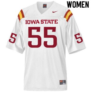 Womens Iowa State University #55 Darrell Simmons White Embroidery Jerseys 651765-533