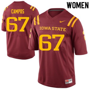 Womens Iowa State University #67 Jake Campos Cardinal Player Jersey 297291-575