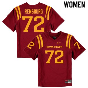 Women Iowa State #72 Jake Remsburg Cardinal Embroidery Jerseys 506579-559
