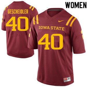 Women Iowa State #40 Jared Gescheidler Cardinal Embroidery Jerseys 748692-276