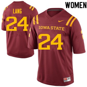 Womens Iowa State Cyclones #24 Johnnie Lang Cardinal Embroidery Jersey 747692-412