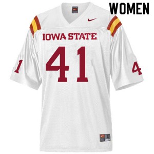 Women Iowa State Cyclones #41 Koby Hathcock White Embroidery Jersey 767302-938