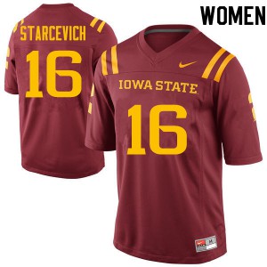 Women Iowa State #16 Kyle Starcevich Cardinal Alumni Jersey 508920-306