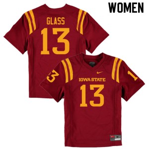 Womens Cyclones #13 Leonard Glass Cardinal Football Jerseys 348871-816