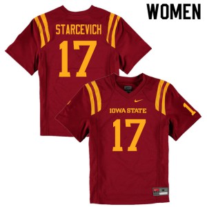 Women's Iowa State #17 Shane Starcevich Cardinal Stitch Jerseys 203441-261