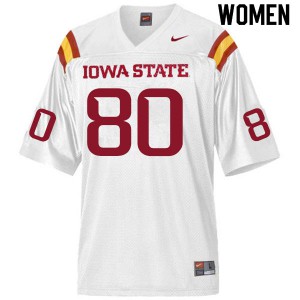 Women Iowa State Cyclones #80 Skylar Loving-Black White Embroidery Jersey 624365-918