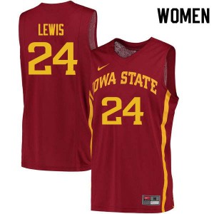 Women's Iowa State University #24 Terrence Lewis Cardinal NCAA Jerseys 439279-631