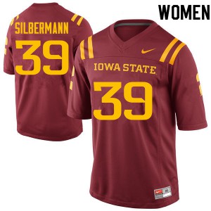 Women Iowa State #39 Zach Silbermann Cardinal Embroidery Jersey 214717-202