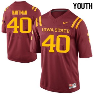 Youth Iowa State University #40 Morgan Bartman Cardinal Football Jersey 169541-527